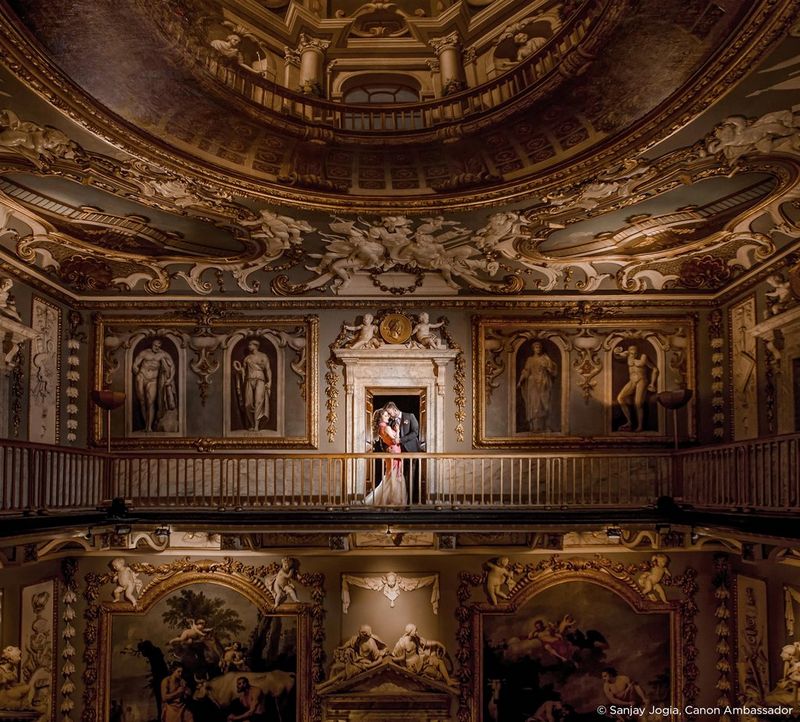 Couple in grand hall